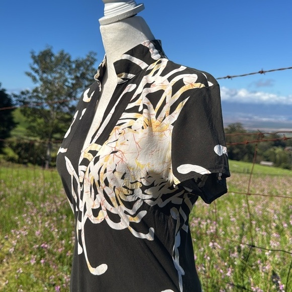 Iolani Vintage Y2K Black Floral Mum Short sleeve Top small - Picture 2 of 6